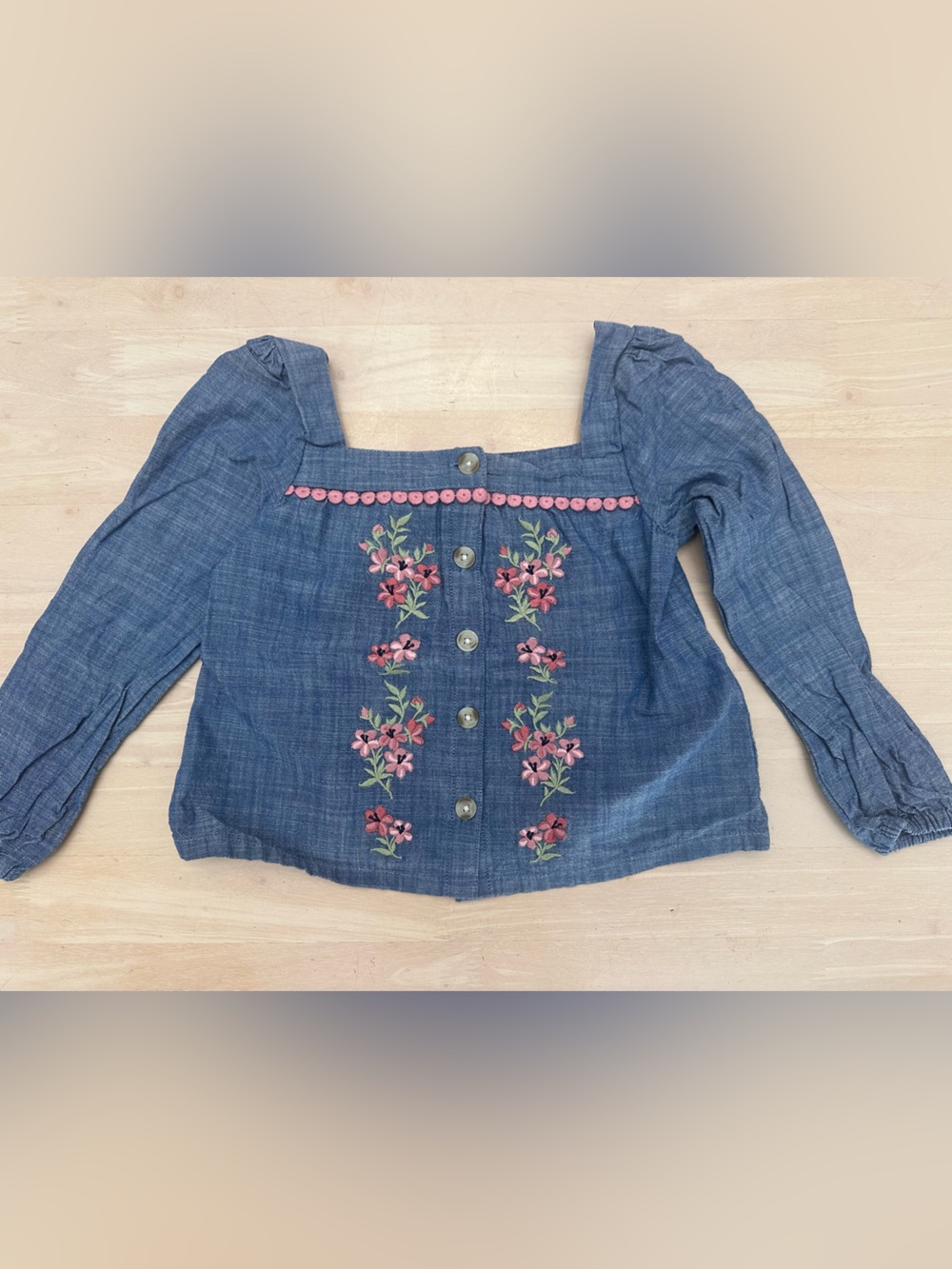 NWOT Gymboree Floral Embroidered Chambray Shirt